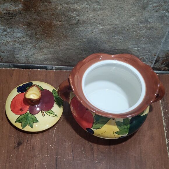 Serving Bowl With Lid Handles Fruit Design Soup Tureen Casserole Dish - Picture 5 of 12